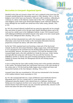 Recreation in Liverpool: Organised Sports