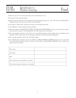 CS 189 Fall 2015 Introduction to Machine Learning