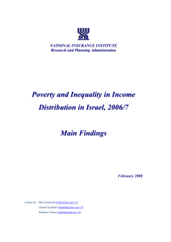 Poverty and Inequality in Income Distribution in Israel, 2006/7 Main