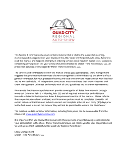 Move In and Set Up Information - Quad Cities Regional Auto Show