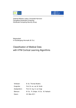 Classification of Medical Data with HTM Cortical Learning Algorithms