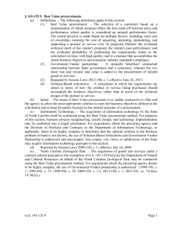 G.S. 143-135.9 Page 1 &sect; 143-135.9. Best Value procurements. (a
