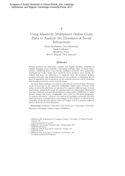 1 Using Massively Multiplayer Online Game Data to