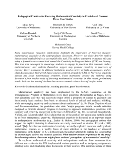 Pedagogical Practices for Fostering Mathematical Creativity in Proof