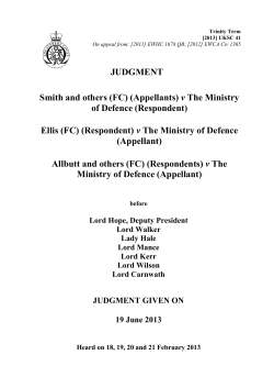 Smith and Others (Appellants) v The Ministry of Defence