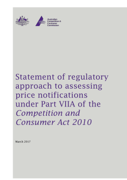 Statement of regulatory approach to assessing price