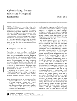 Cyberslacking, Business Ethics and Managerial Economics
