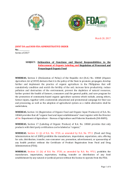 Draft for Joint DA and DOH-FDA Administrative Order
