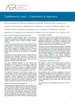 Fact sheet for Preliminary framework and approach for TasNetworks
