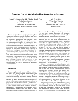 Evaluating Heuristic Optimization Phase Order Search Algorithms