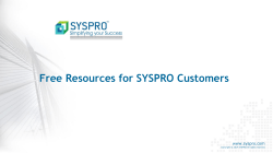 Free Resources for SYSPRO Customers
