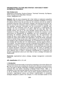 ORGANIZATIONAL CULTURE AND STRATEGY. HOW DOES IT