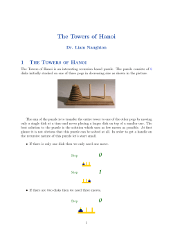 The Towers of Hanoi 0 1 0