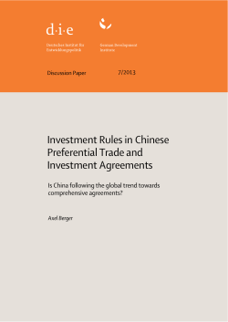 Investment Rules in Chinese Preferential Trade and Investment