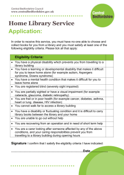 the Home Library Service application form.