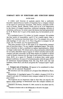 COMPACT SETS OF FUNCTIONS AND FUNCTION RINGS