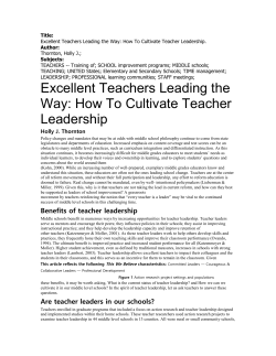 Benefits of teacher leadership
