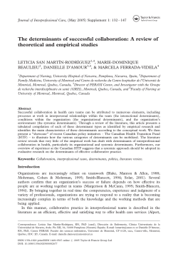 The determinants of successful collaboration: A review of theoretical