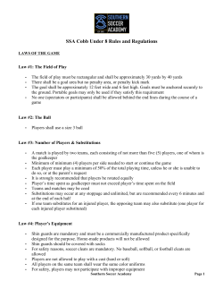 SSA Cobb Under 8 Rules and Regulations