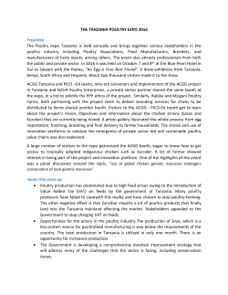 The Tanzania Poultry Expo 2016 Summary Report send