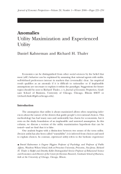 Anomalies Utility Maximization and Experienced Utility
