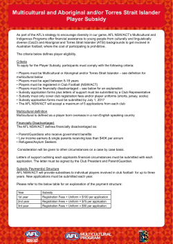 Multicultural and Aboriginal and/or Torres Strait Islander Player