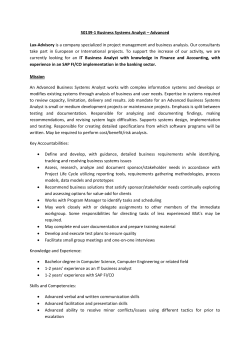 50139-1 Business Systems Analyst &ndash; Advanced Lux