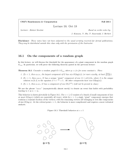 Oct 18 16.1 On the components of a random graph