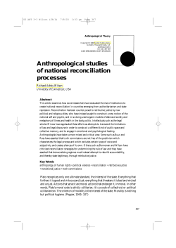 Anthropological Studies of National Reconciliation