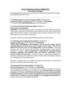 NCAA FOOTBALL RULES COMMITTEE 2016 Rules Changes