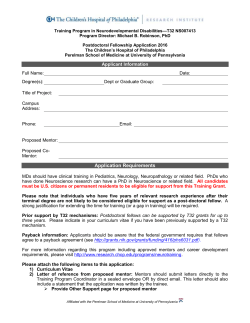 Employment application - Training Program in Neurodevelopmental