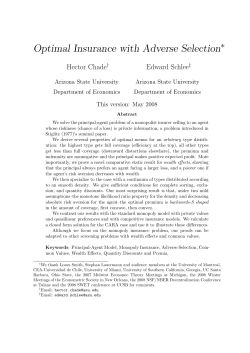 Optimal Insurance with Adverse Selection