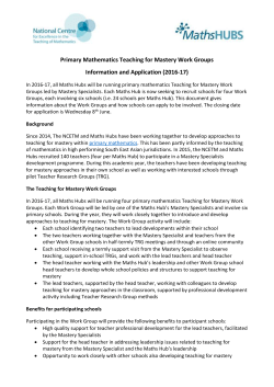 Primary Mathematics Teaching for Mastery Work Groups