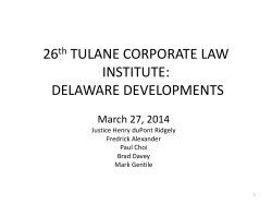 DELAWARE DEVELOPMENTS