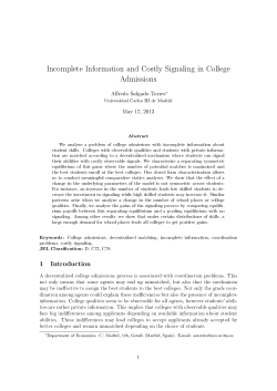 Incomplete Information and Costly Signaling in College Admissions