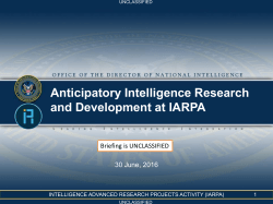 Anticipatory Intelligence Research and Development