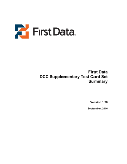 First Data DCC Supplementary Test Card Set Summary