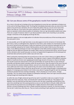 Transcript: VFT 2: Orkney - Interview with James Moore, Orkney