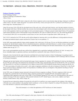 SINGLE CELL PROTEIN, TWENTY YEARS LATER