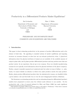 Productivity in a Differentiated Products Market Equilibrium&lowast;