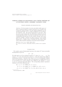 NORMAL FORMS OF FOLIATIONS AND CURVES DEFINED BY A