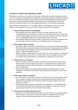 10 things to consider when specifying a battery
