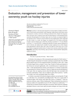 evaluation, management and prevention of lower extremity youth ice