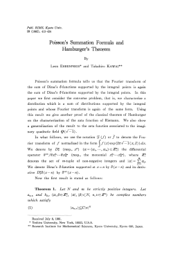 Poisson`s Summation Formula and Hamburger`s Theorem