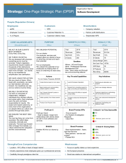 Strategy: One-Page Strategic Plan (OPSP)
