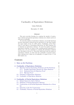Cardinality of Equivalence Relations