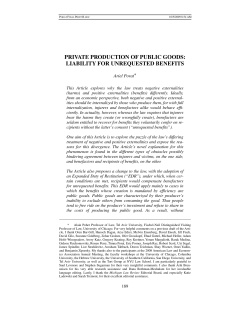 PRIVATE PRODUCTION OF PUBLIC GOODS: LIABILITY FOR