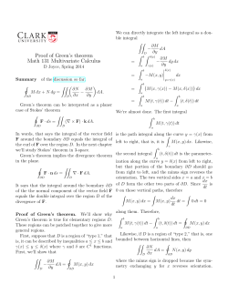 Proof of Green`s theorem Math 131 Multivariate Calculus