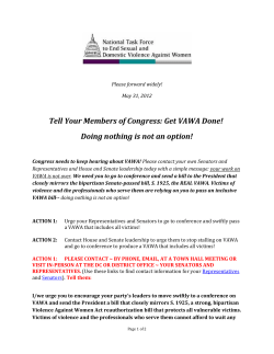 Tell Your Members of Congress: Get VAWA Done! Doing nothing is