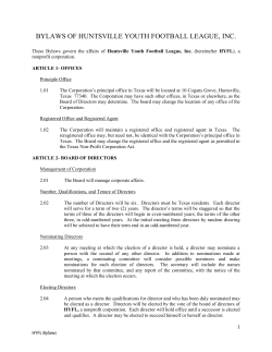 BYLAWS OF HUNTSVILLE YOUTH FOOTBALL LEAGUE, INC.